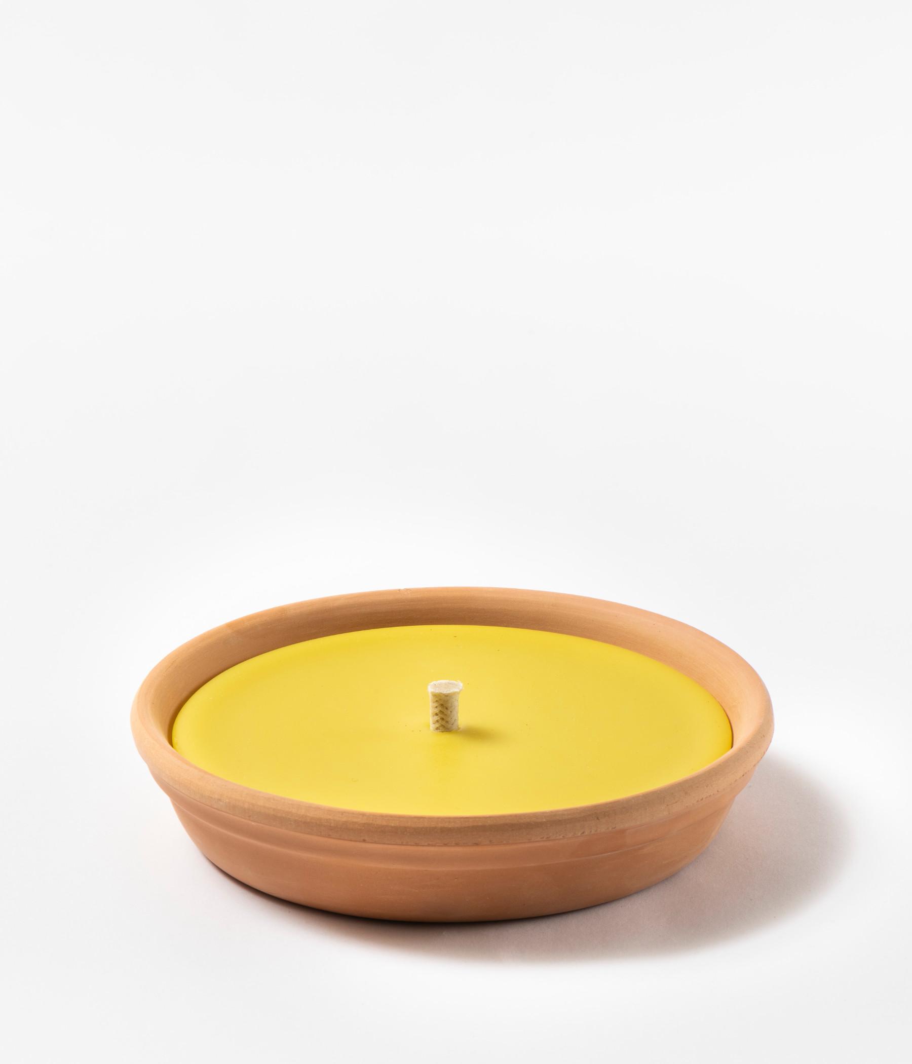 Candela con piatto in terracotta - linea CITRONELLA