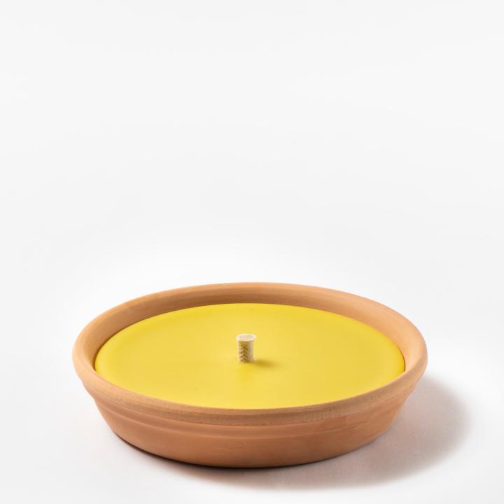 Candela con piatto in terracotta - linea CITRONELLA